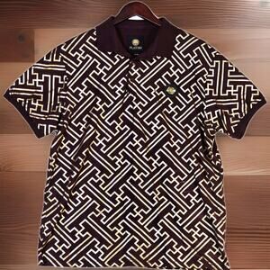 Platini Men’s 3XL Shirt Burgundy Plum Purple Gold Geometric Lion Logo Cotton